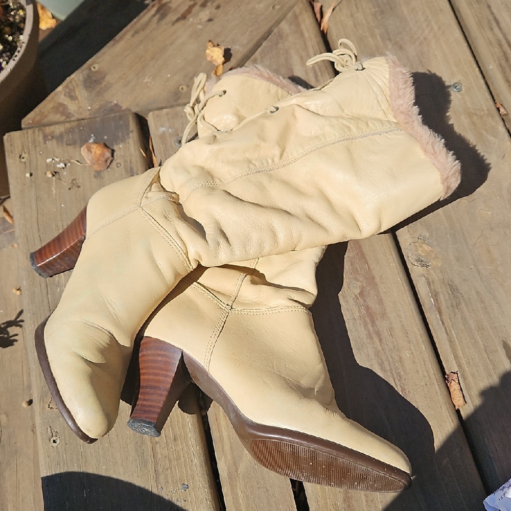 Chic Cream Heeled Boots
